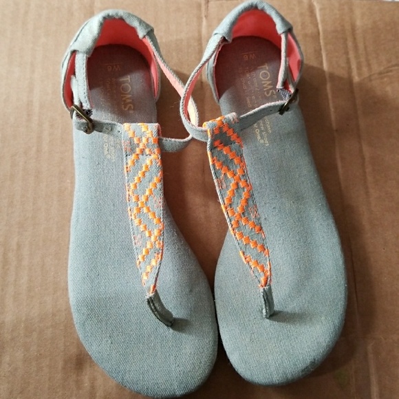 Toms Shoes - Toms Playa Neon Denim Sandals Size 6